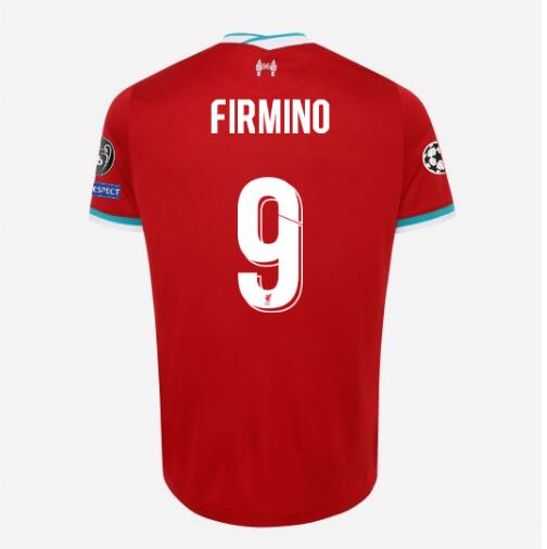 Liverpool Home Kit Soccer Jersey FIRMINO #9 UCL Cup 2020/21